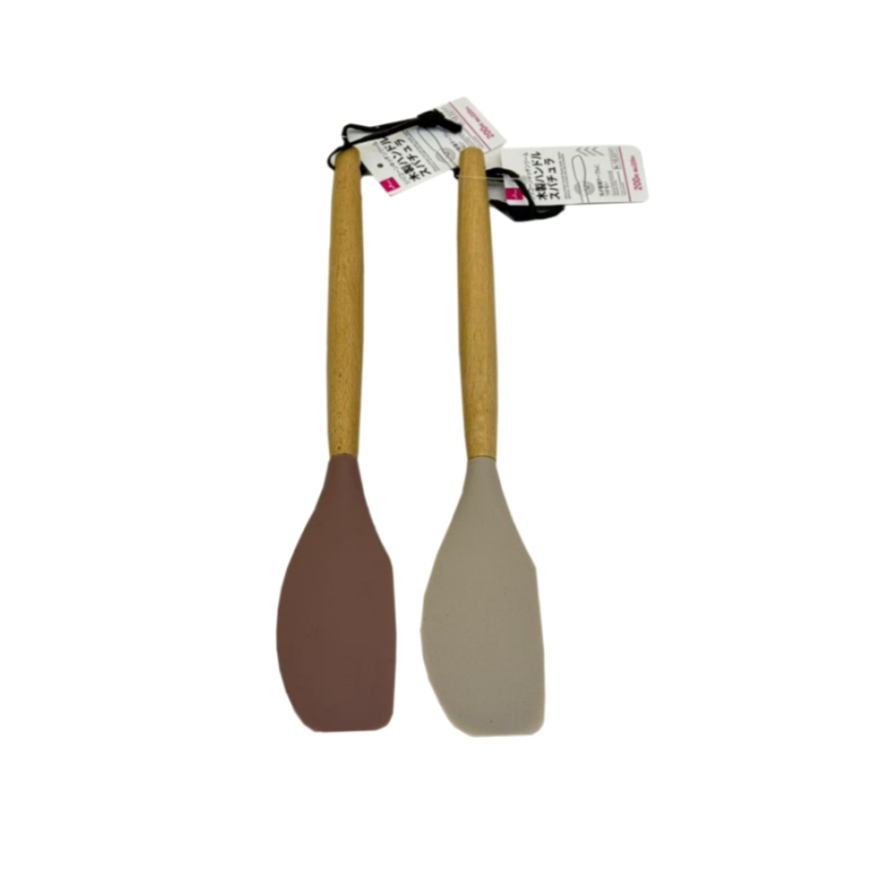 Silicone Kitchen Tool with Wooden Handle Spatula