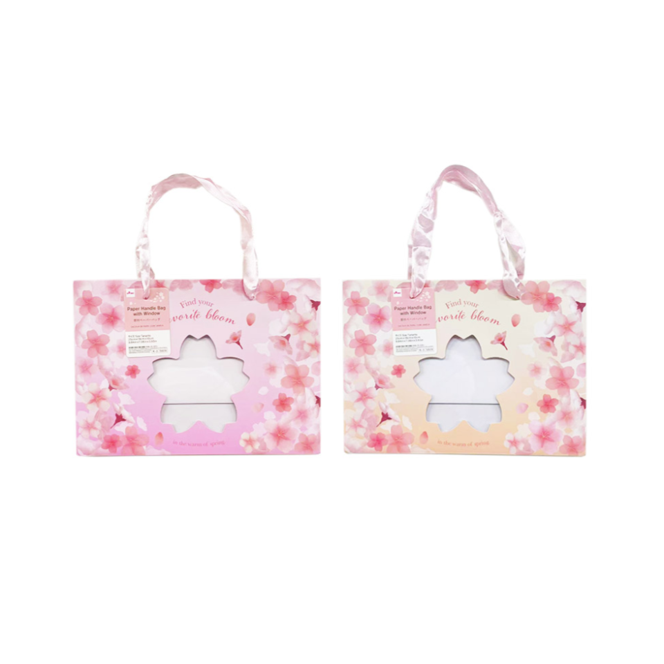 Paper Handle Bag with Window Cherry Blossom 25cm x 18cm x 10cm
