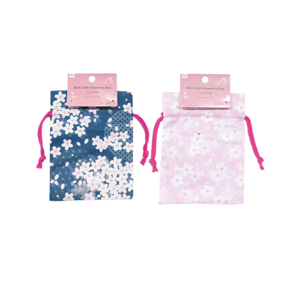 Multi Cloth Drawstring Bag Japanese Cherry Blossom