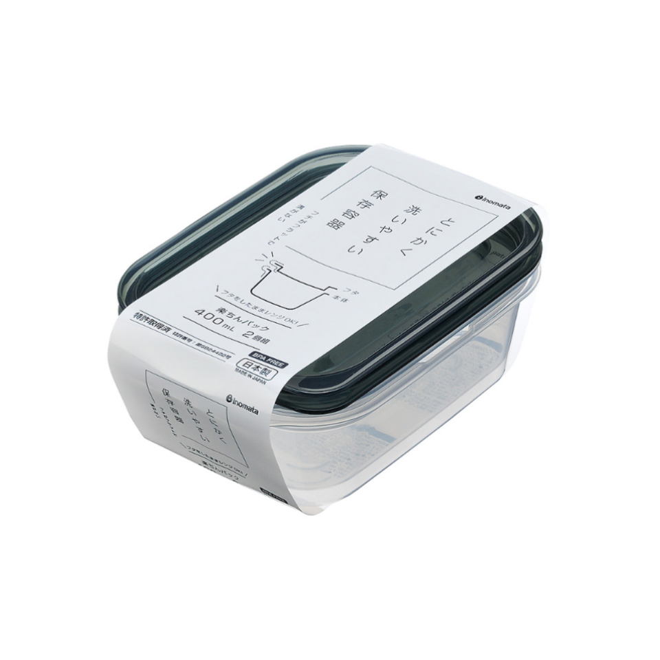 Plastic Food Pack Square Set Clear Black 400ml