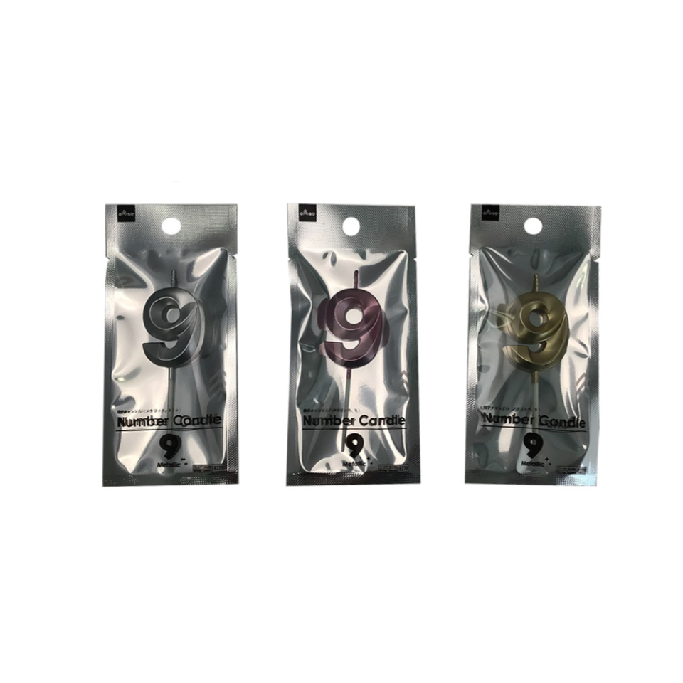 Number Candle Metallic No. 9