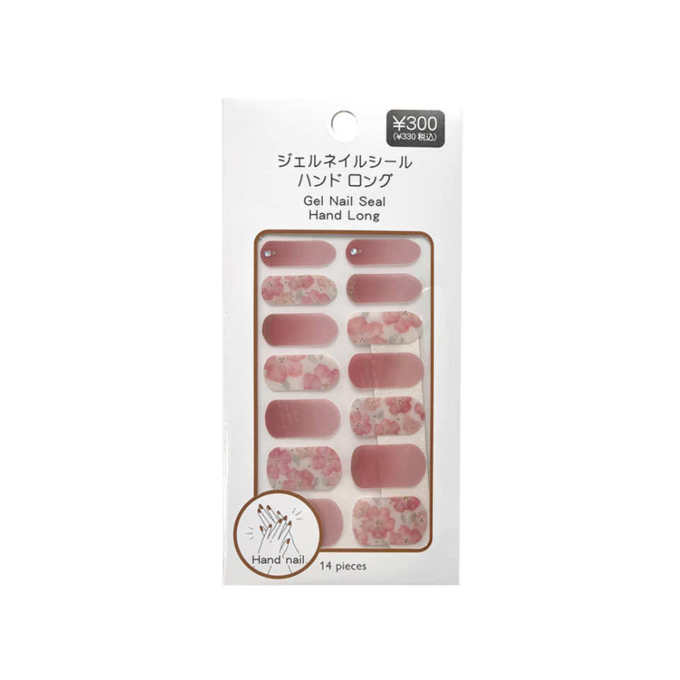 Gel Nail Stickers Hand Long Petal Pattern Pink