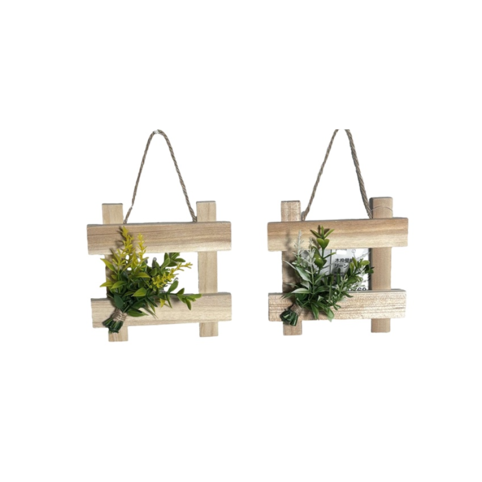 Wood Framed Green Wall Ornament