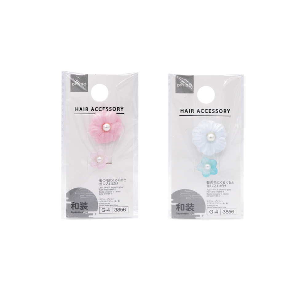 Screw Pin Set Pastel Flower Pink/Blue