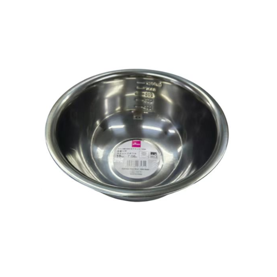 Stainless Steel Bowl with Scale 18cm