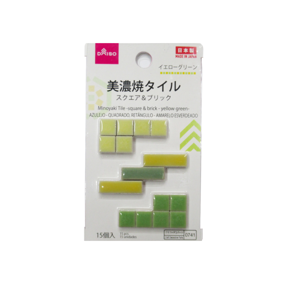 Minoyaki Tile Square & Brick Yellow/Green