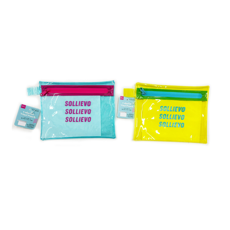 Flat Pouch with Handle Yellow/Light Blue