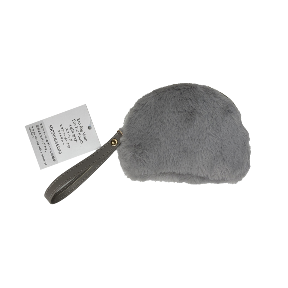 Eco Bag with Eco Fur Pouch Light Grey