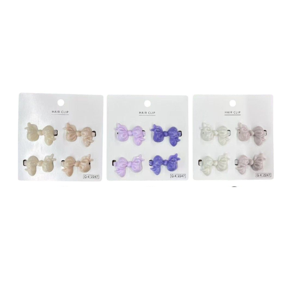 Marble Puffy Ribbon Hair Clips