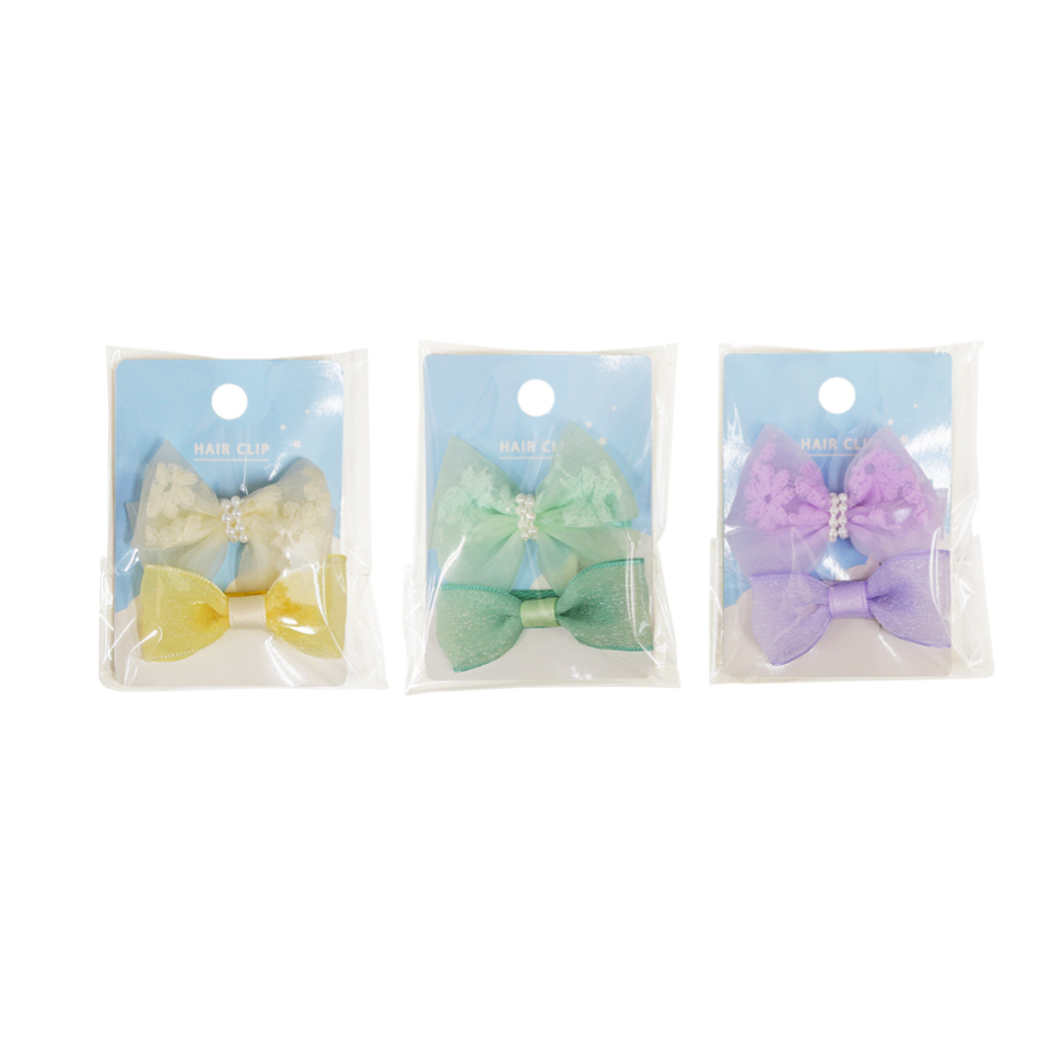 Ribbon Hair Clip Set Flower Organza