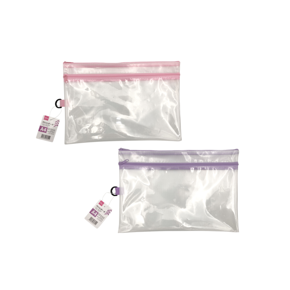 PEVA Pouch A4 with D Can Pink/Purple
