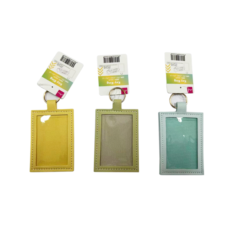 Synthetic Leather Key Ring Square Blue/Yellow/Green