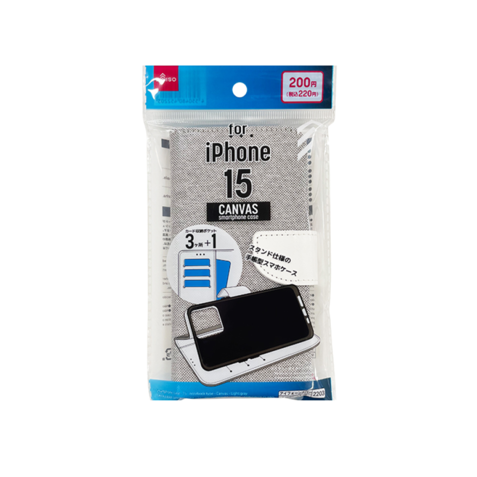 Smartphone Case 15 Notebook Type Canvas Light Gray