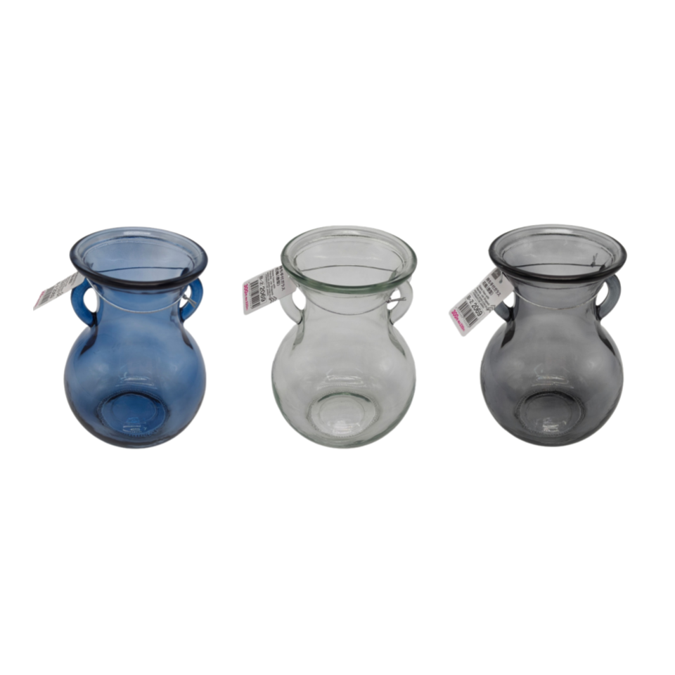 Glass Vase with Handle Jar Shaped