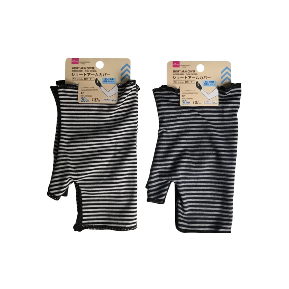 Short Arm Cover Inside Mesh Thin Striped
