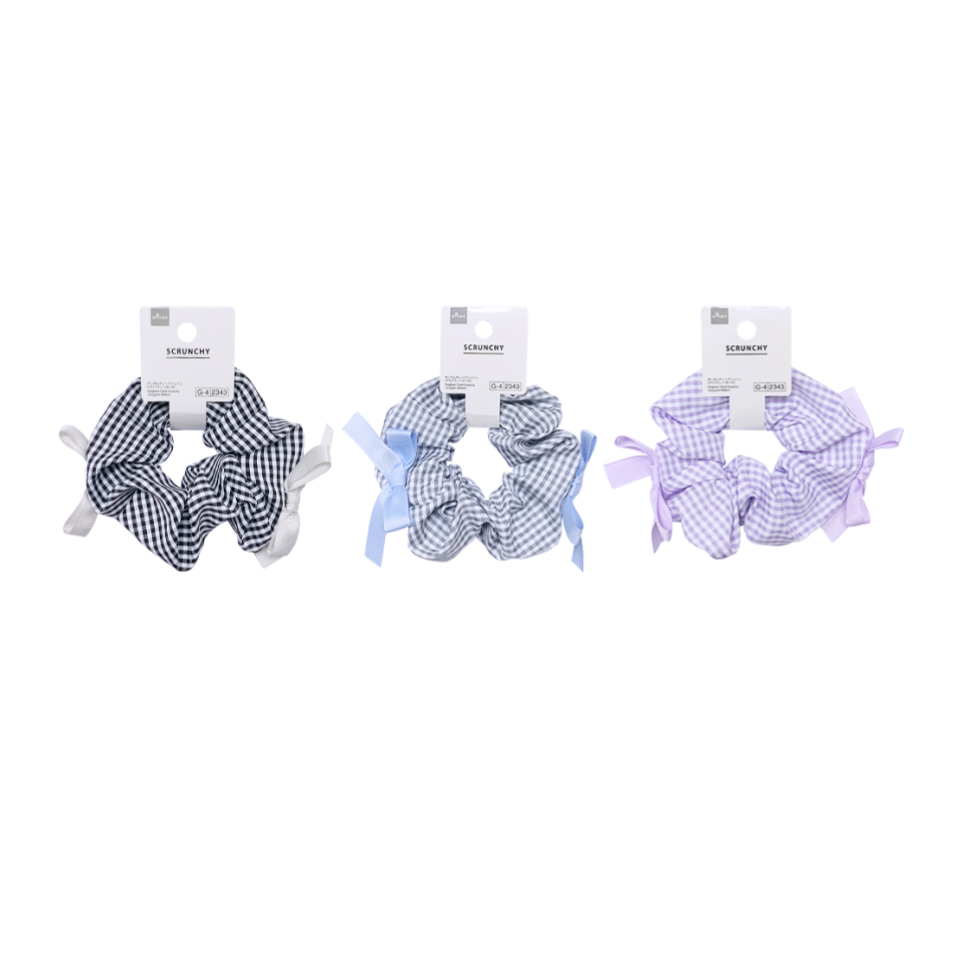 Gingham Check Scrunchy Grosgrain Ribbon