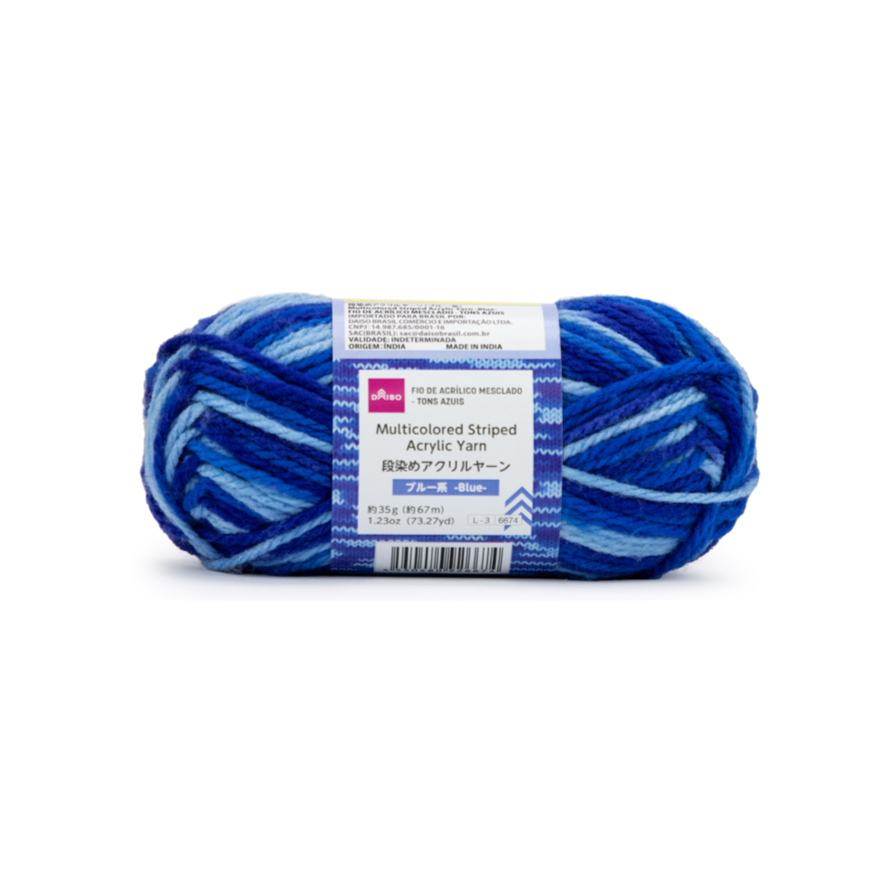 Multicolored Striped Acrylic Yarn Blue