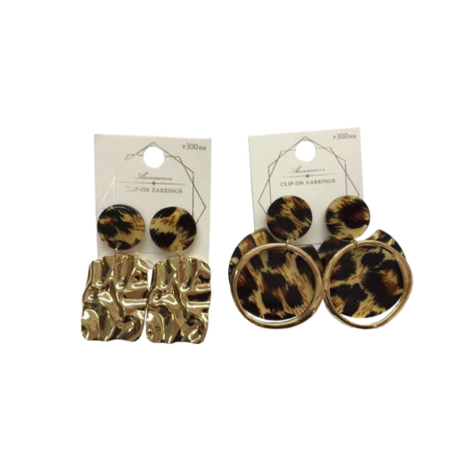Acrylic Clip On Earrings Leopard