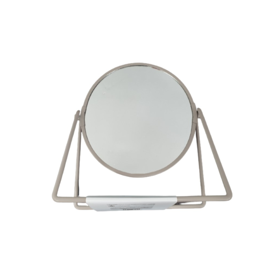 Steel Standing Mirror Circle Beige