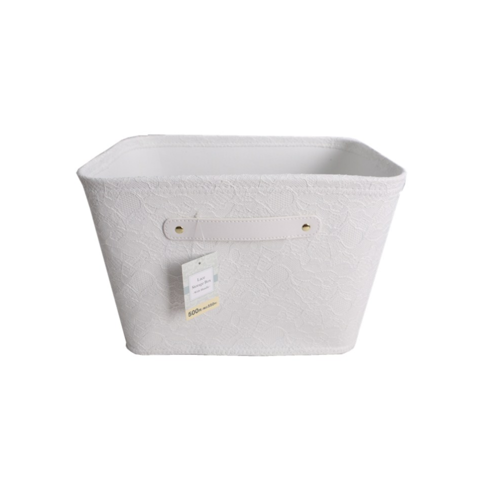 Lace Storage Box Deep with Handle White