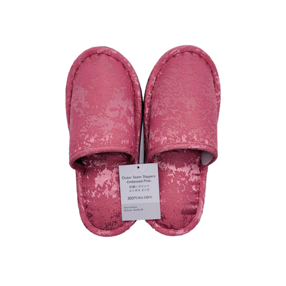Outer Seam Slippers Embossed Pink