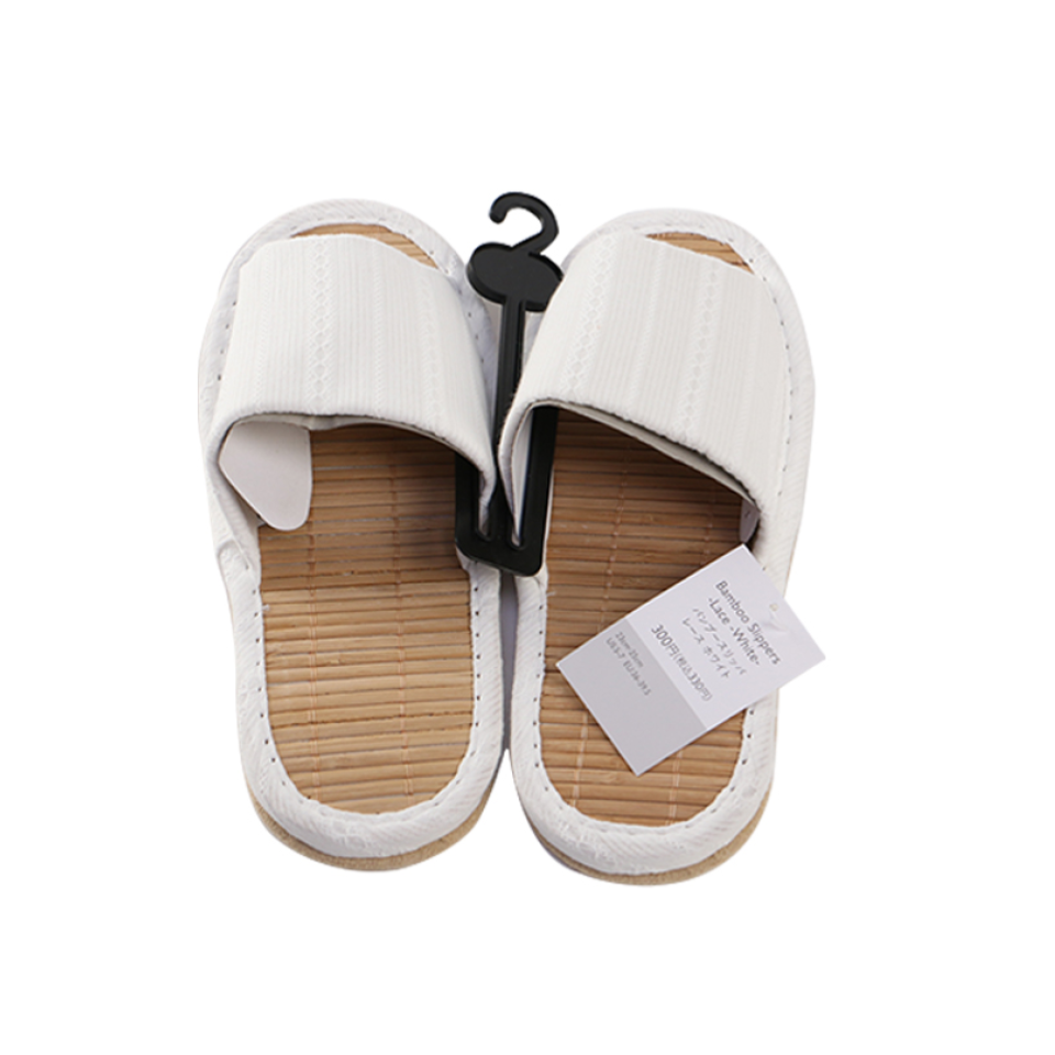 Bamboo Slippers with Lace White