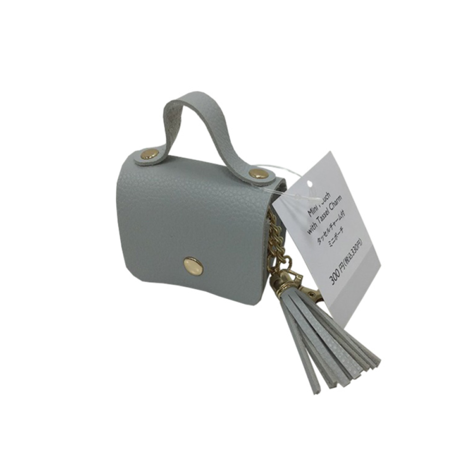 Mini Pouch with Tassel Charm Light Gray
