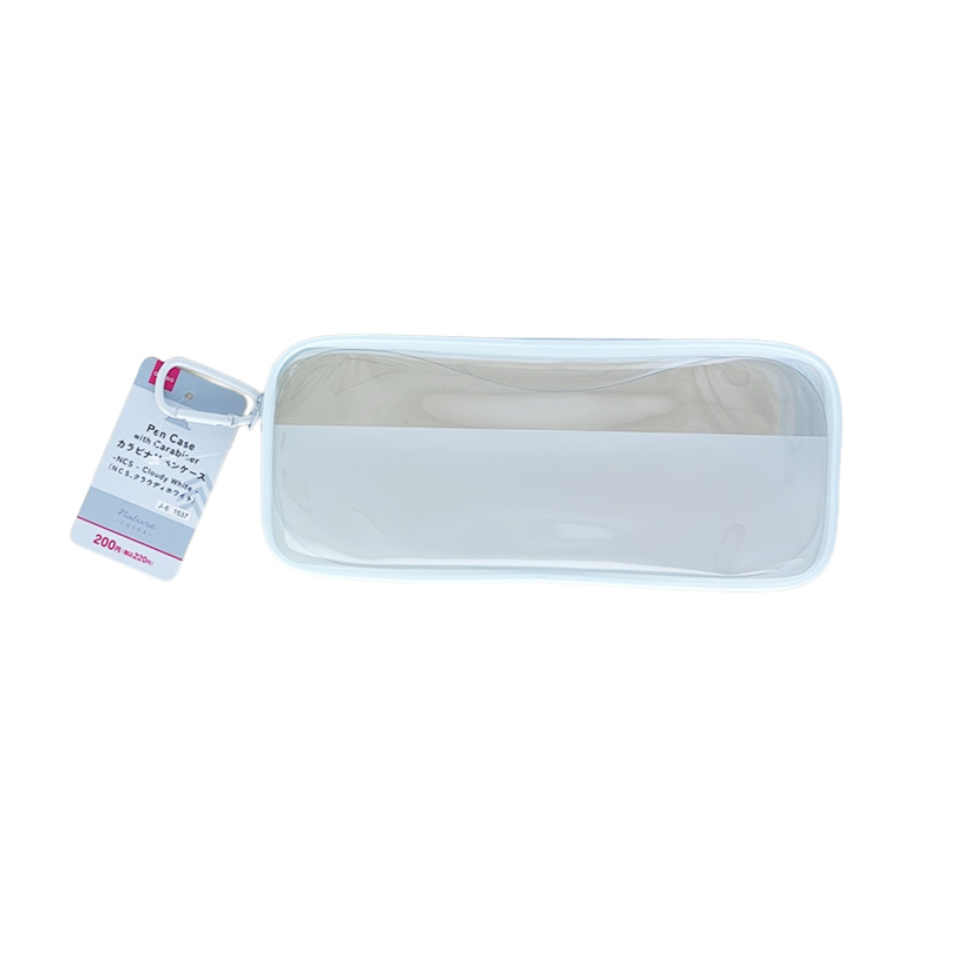 Pen Case with Carabiner and Gusset Cloudy White