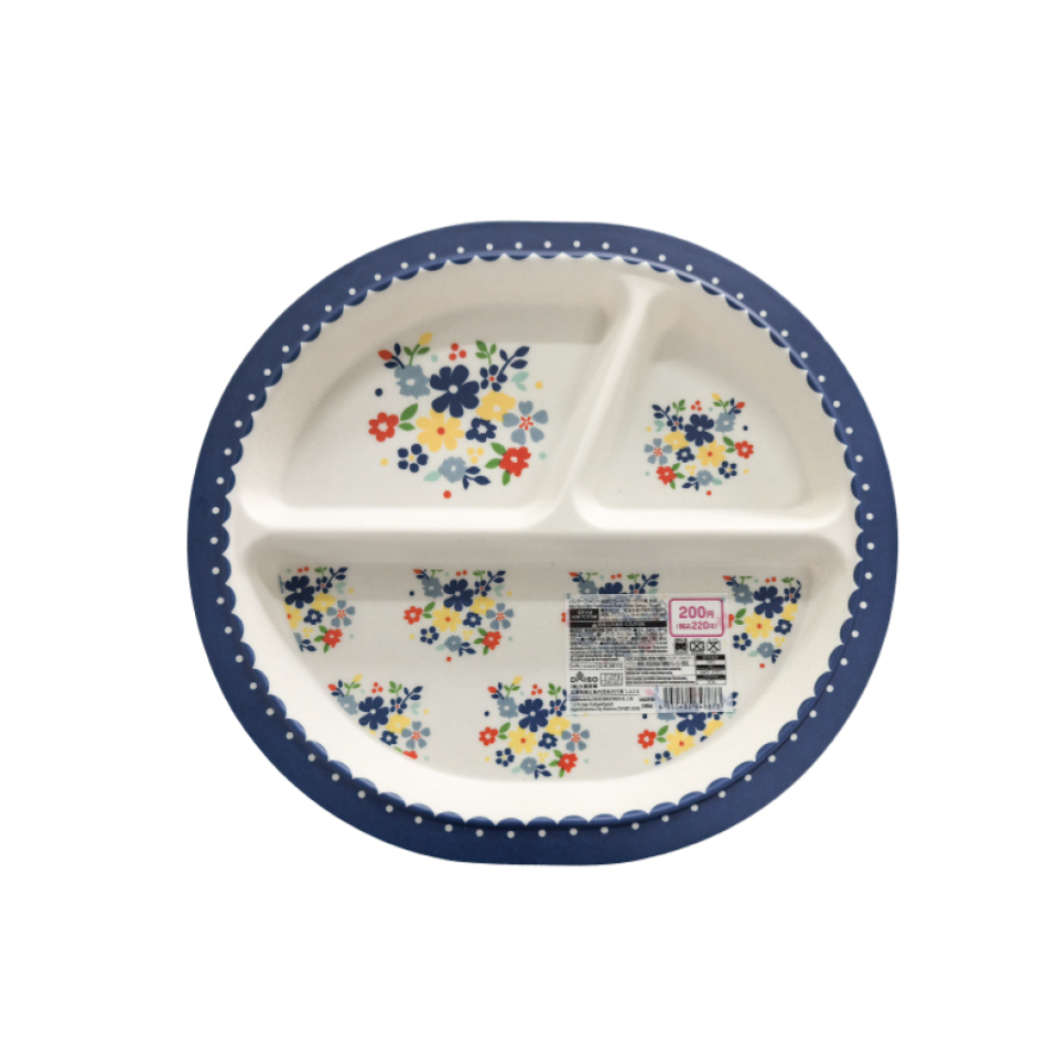 Bamboo Fiber Partitioned Plate Polish Design Round