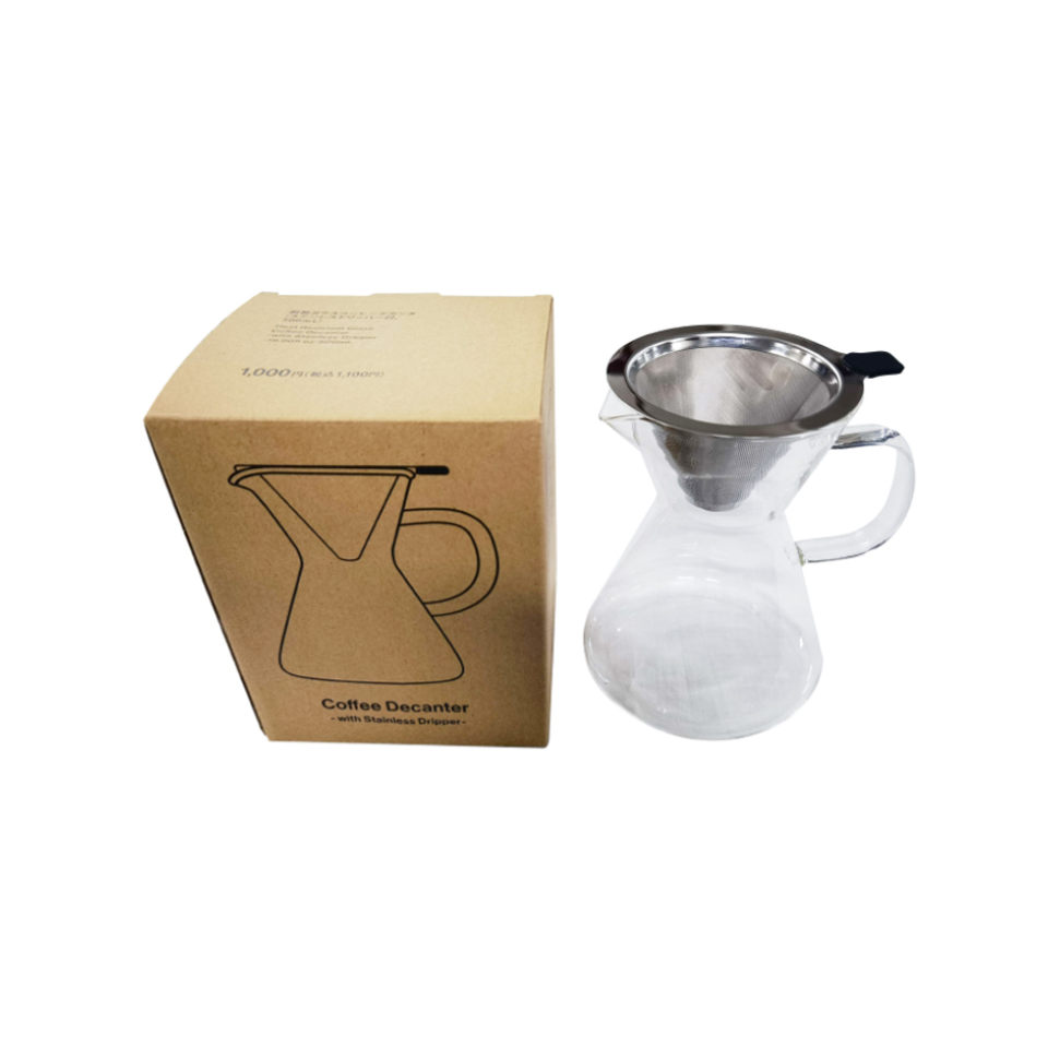 Heat Resistant Glass Coffee Decanter with Stainless Dripper 500ml