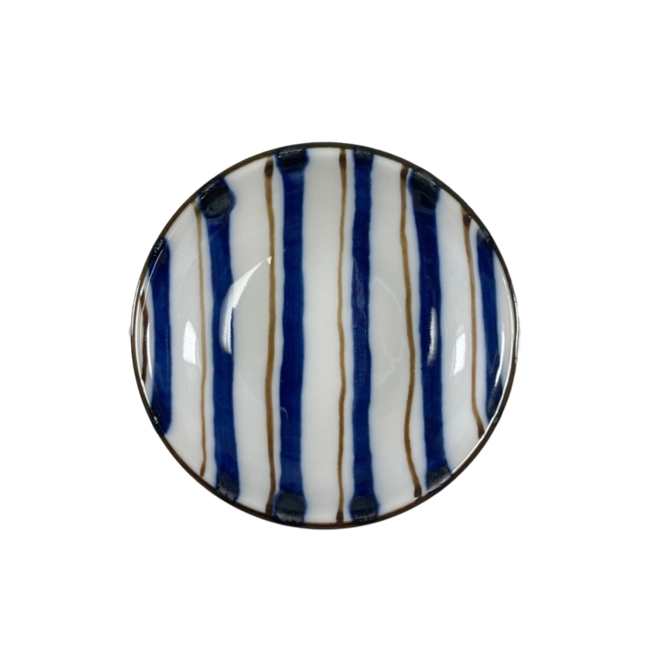 Komo Condiment Dish Indigo Stripe Pattern