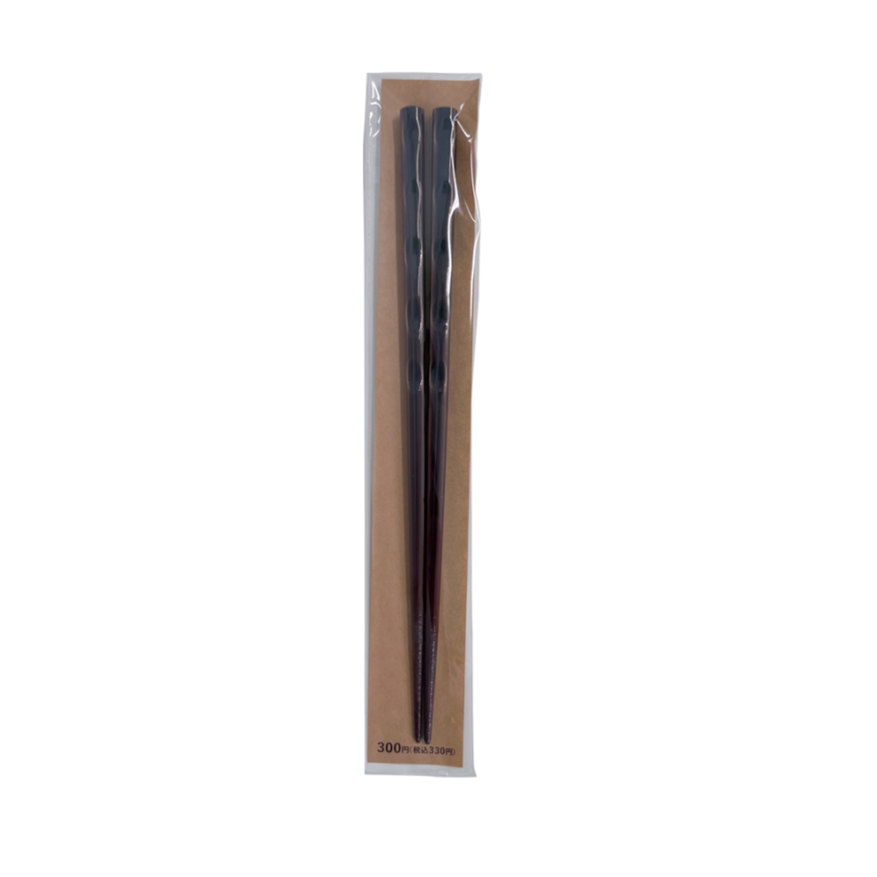 Wakasa Lacquered Chopsticks Double Sided Carving Ash 22.5cm