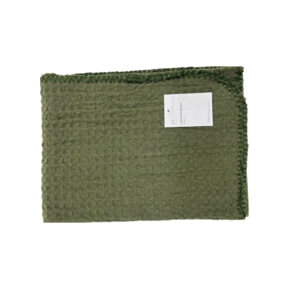 Light Waffle Blanket Green