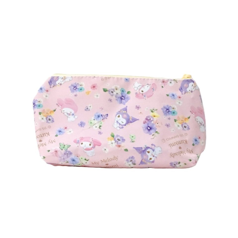 Boat Shaped Pouch My Melody Kuromi Watercolor Flower Pattern
