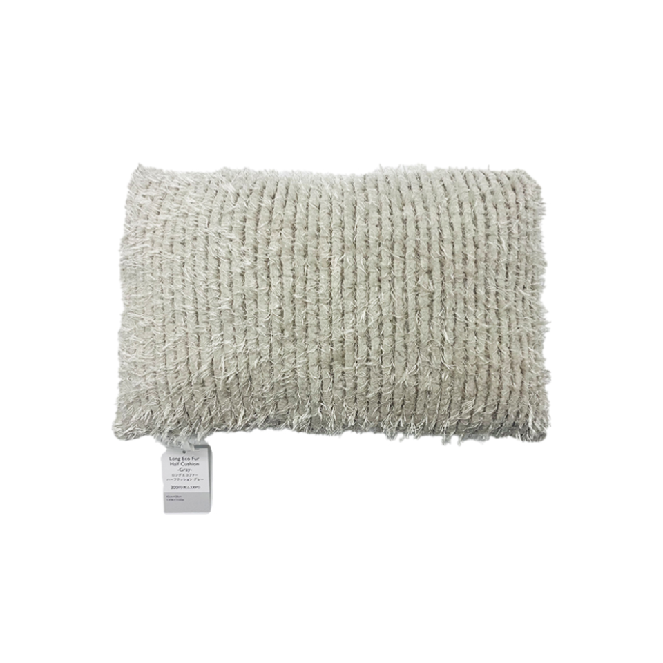 Long Eco Fur Half Cushion Grey
