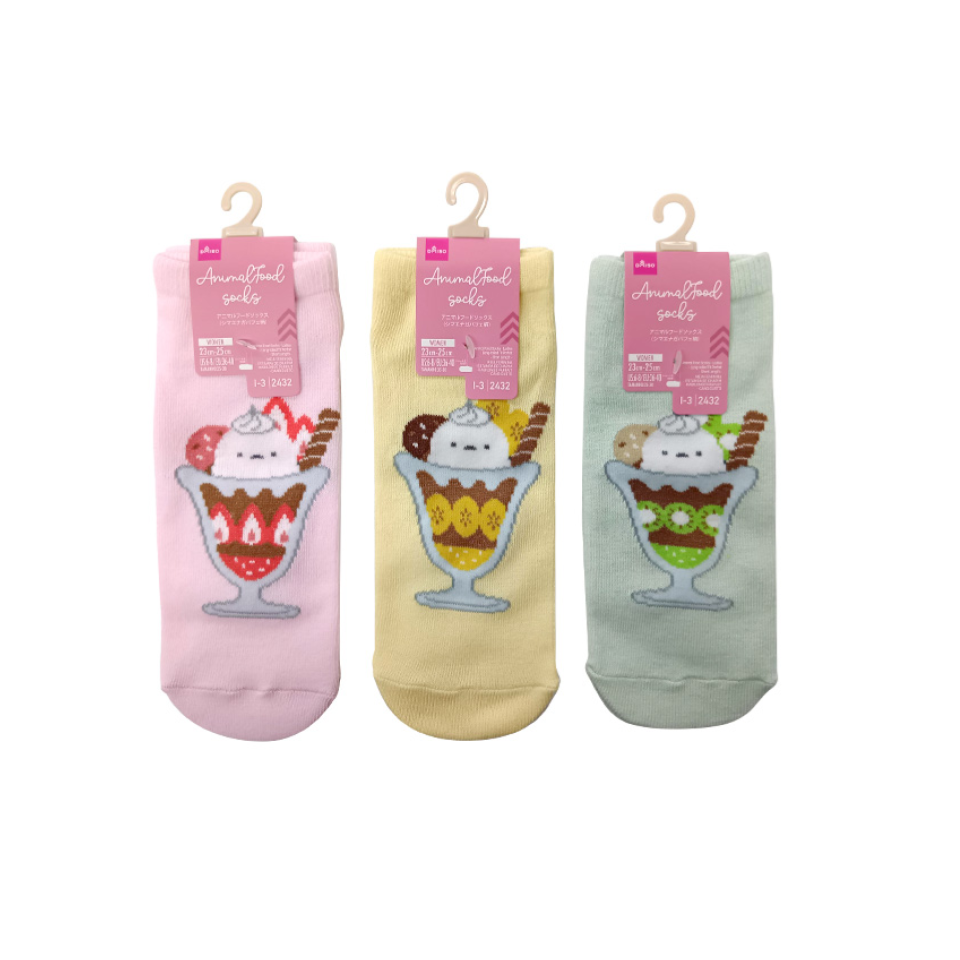 Animal Food Socks Ladies Long Tailed Tit Parfait Short Length
