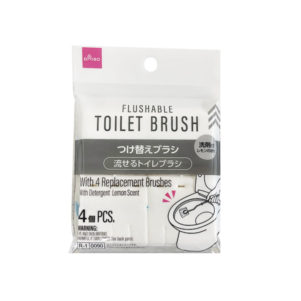 Flushable Toilet Brush with 4 Replacement Brushes