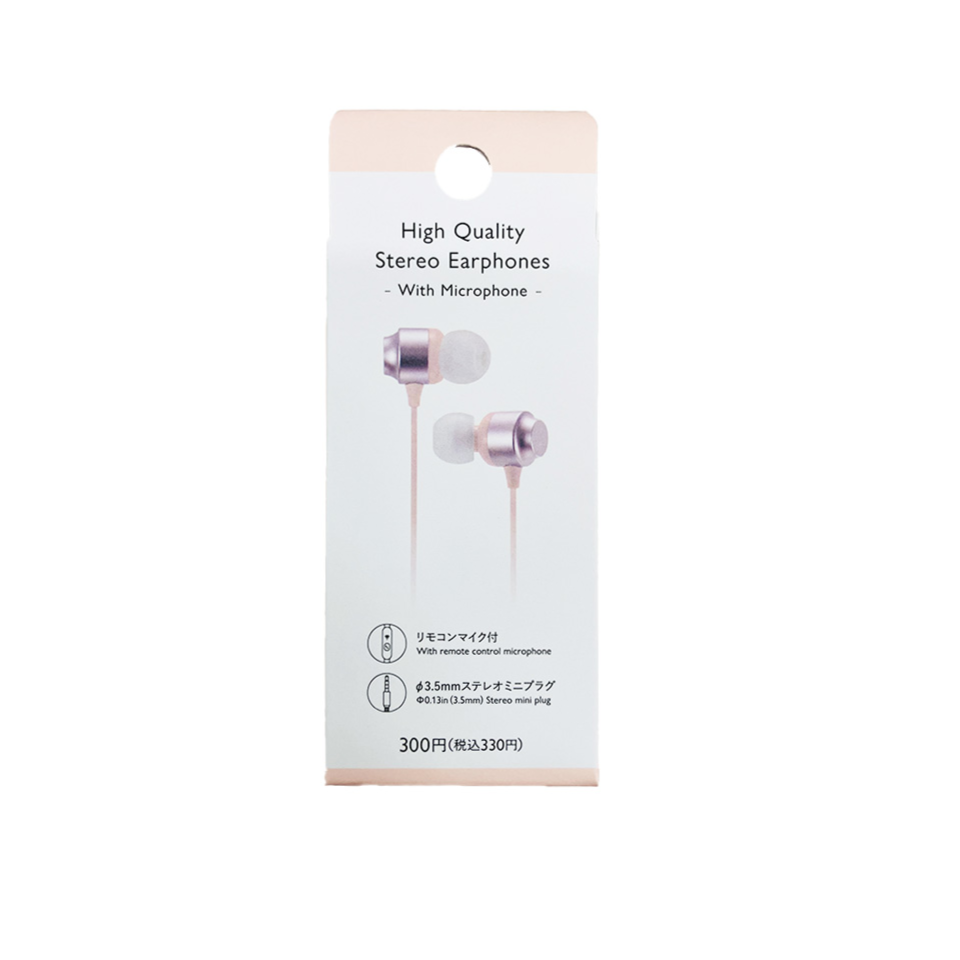 High Quality Stereo Earphones Light Pink with Microphone 007