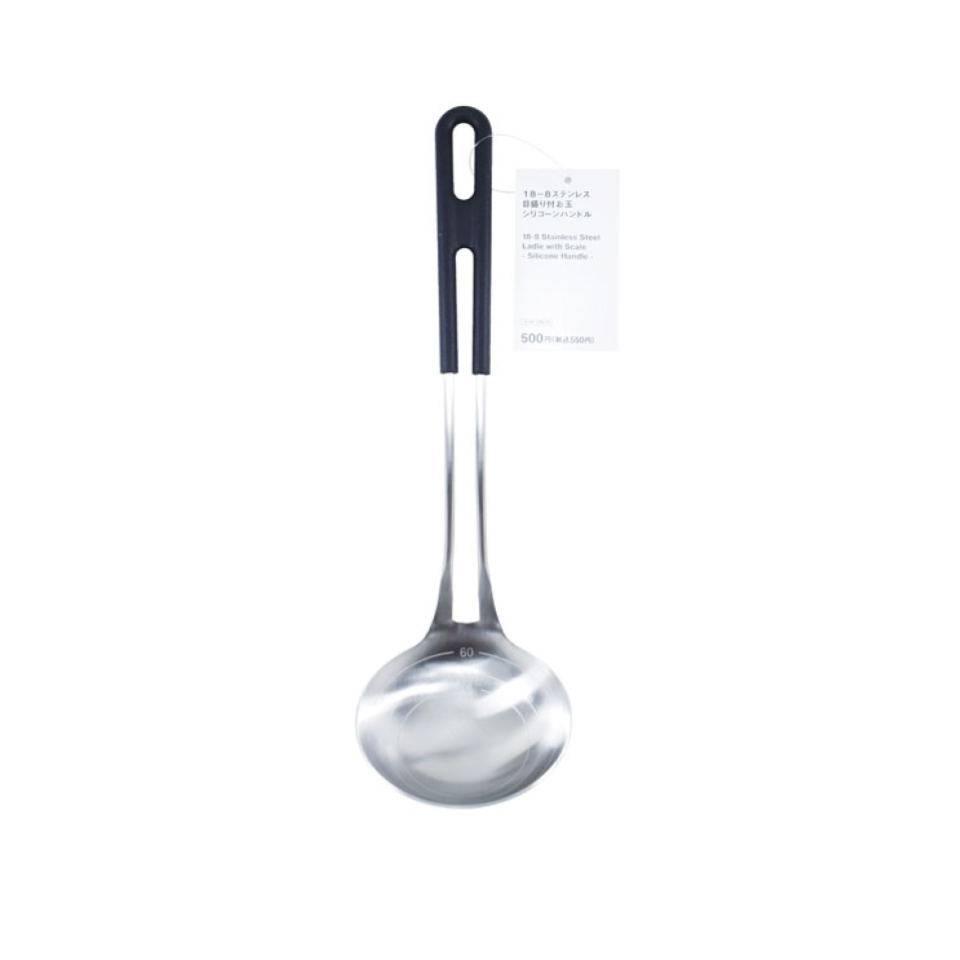 18-8 Stainless Steel Ladle with Scale Silicone Handle