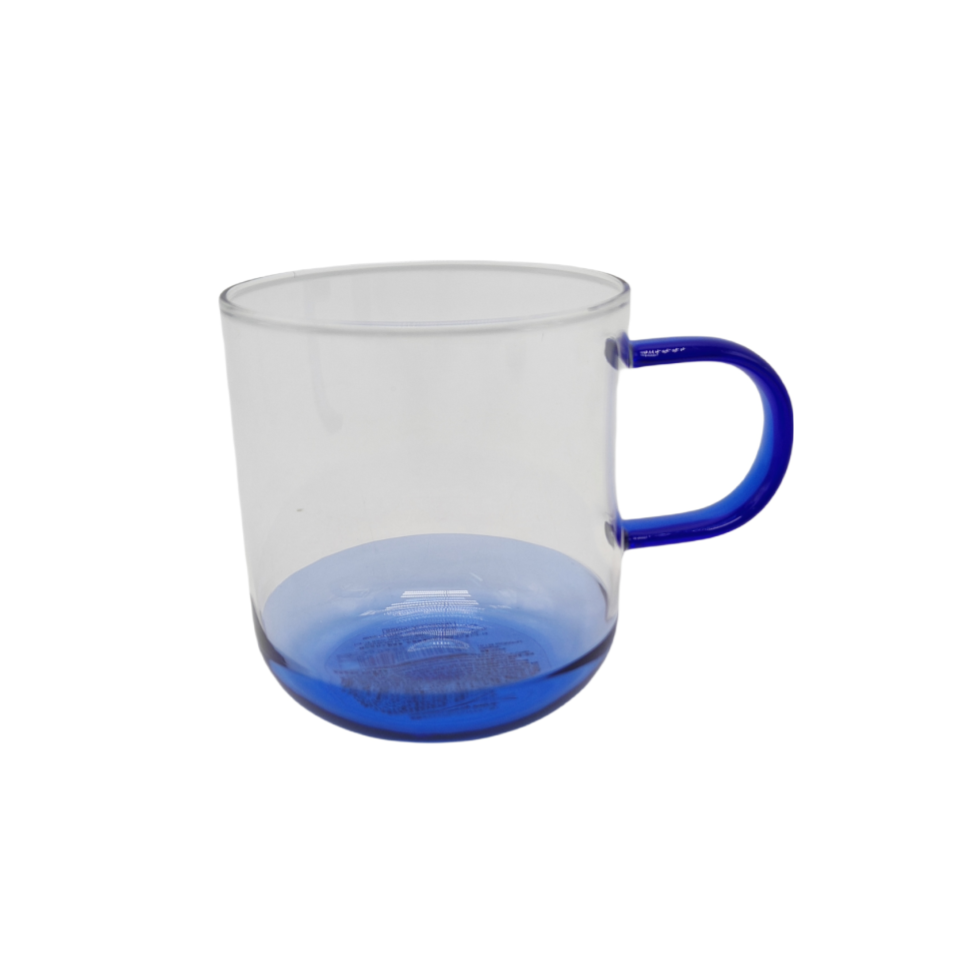 Heat Resistant Glass Cup Bicolor Blue 300ml