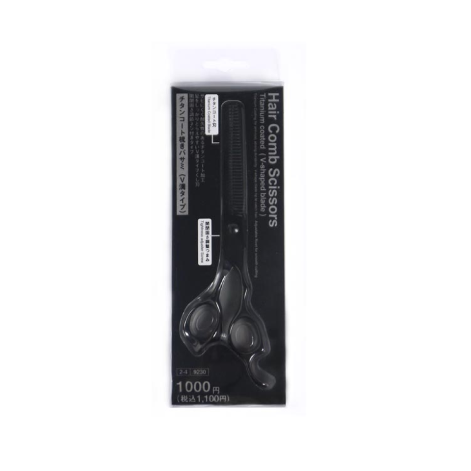 Titanium Coated Hair Comb Scissors V Shaped Blade