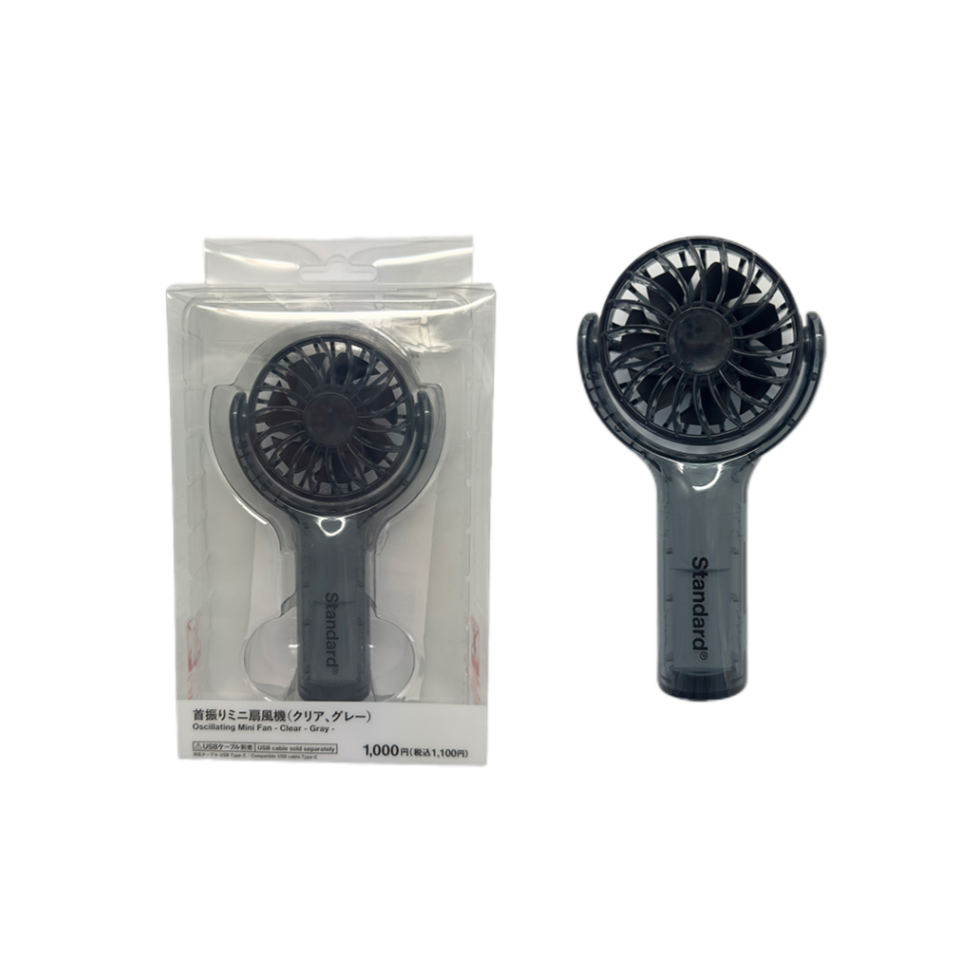 Oscillating Mini Fan Clear Grey