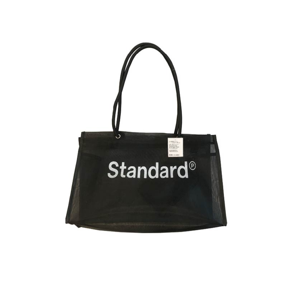 Mesh Tote Bag with Pouch Black