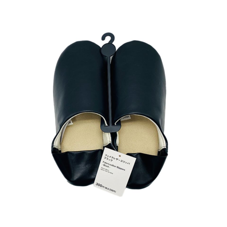 Fake Leather Slippers Black 23cm-25cm
