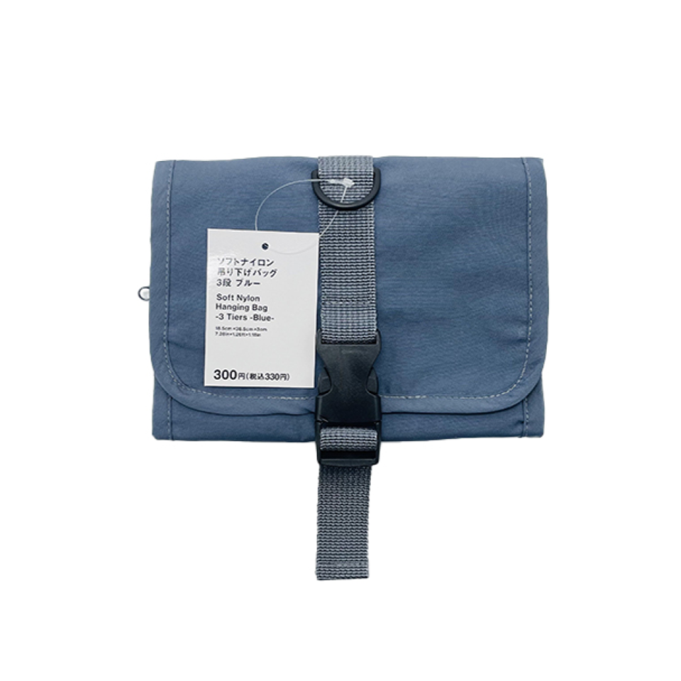 Soft Nylon Hanging Bag 3 Tiers Blue