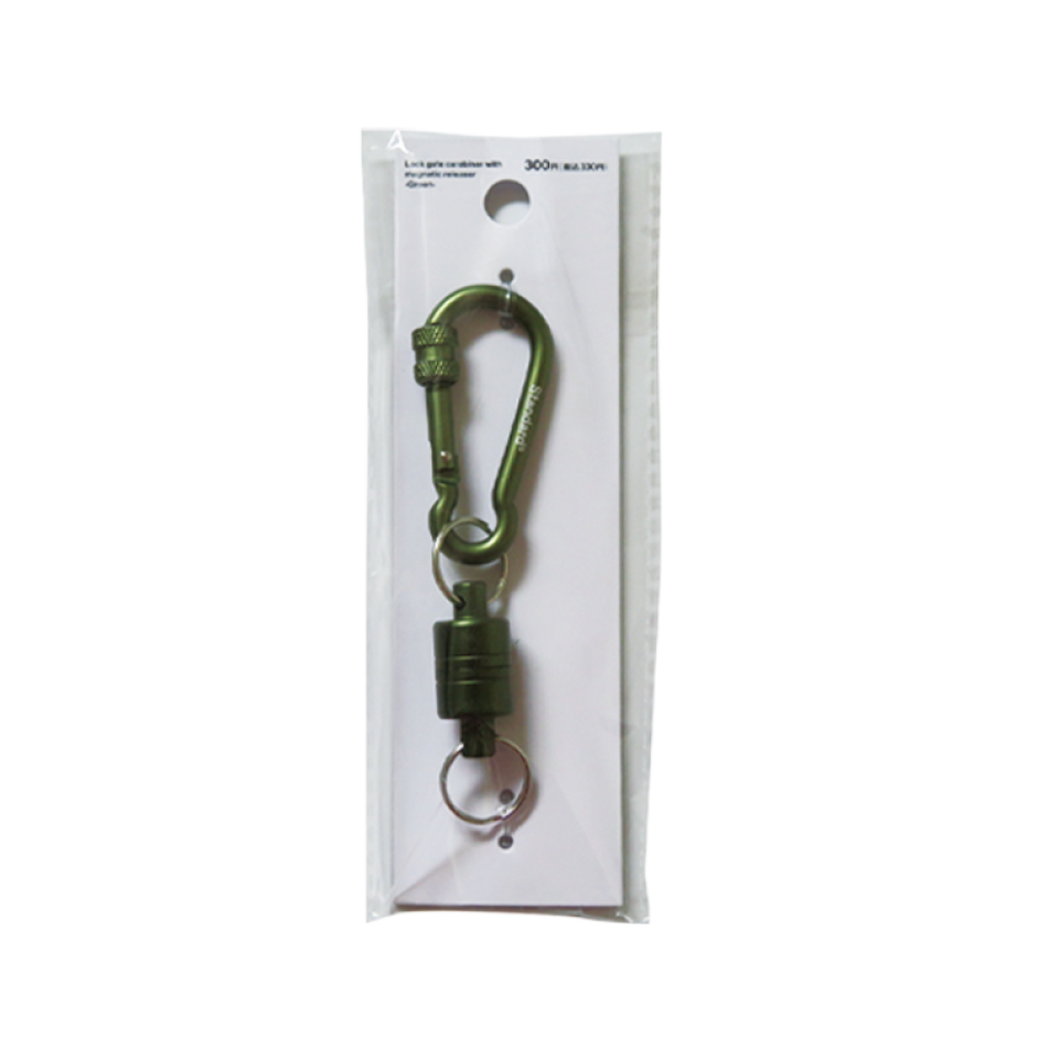 Lock Gate Carabiner with Magnetic Releaser Green