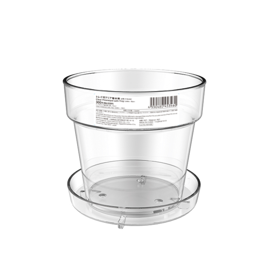 Clear Plant Pot with Tray 15cm
