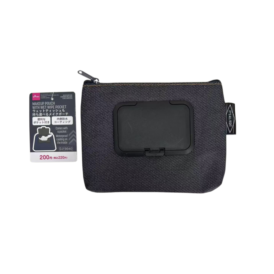 Makeup Pouch with Wet Wipe Pocket