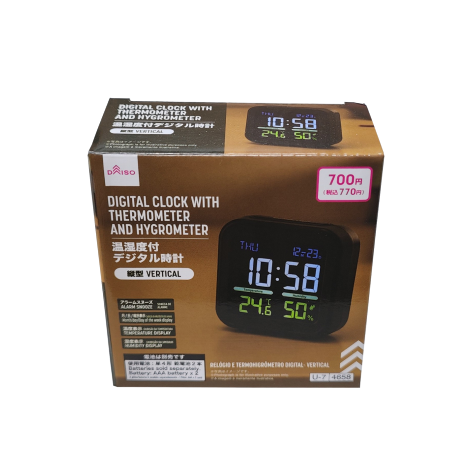 Digital Clock with Thermometer and Hygrometer Vertical