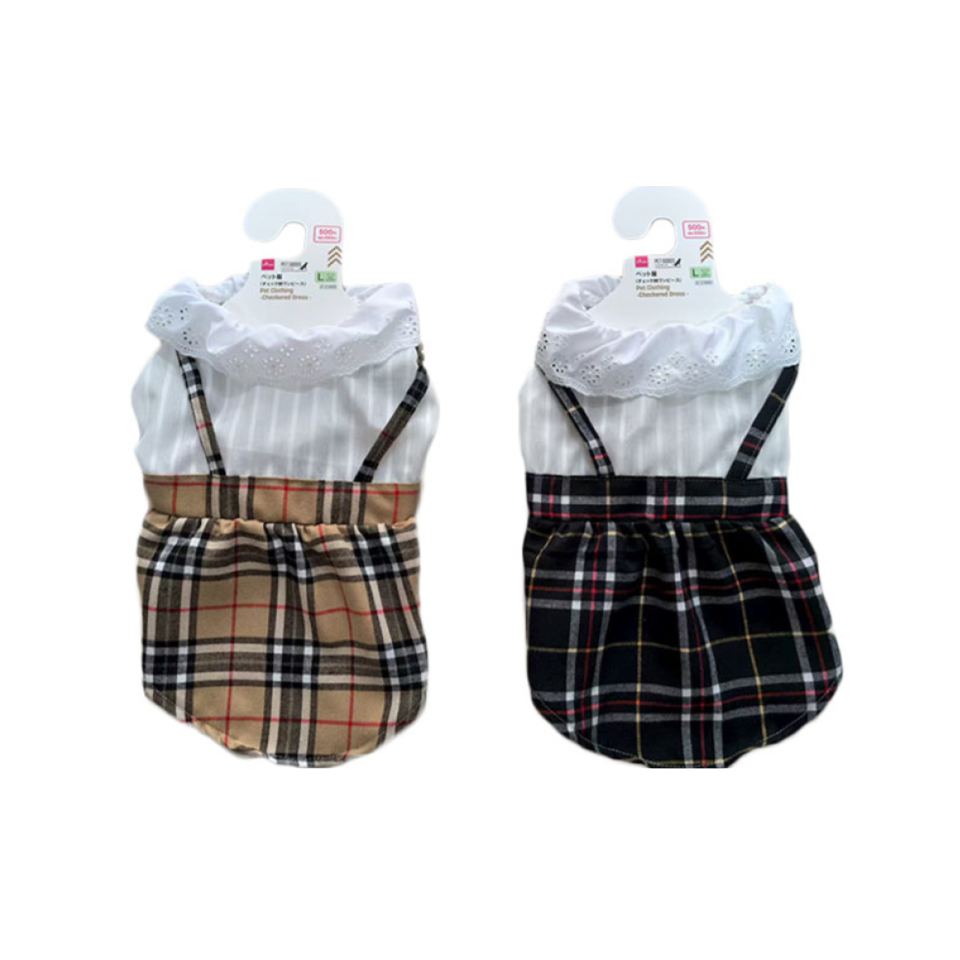 Pet Clothing Checkered Dress Large